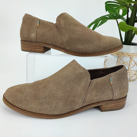 Toms Women's Beige Suede Slip On Booties Size 8.5 - Picture 1 of 9